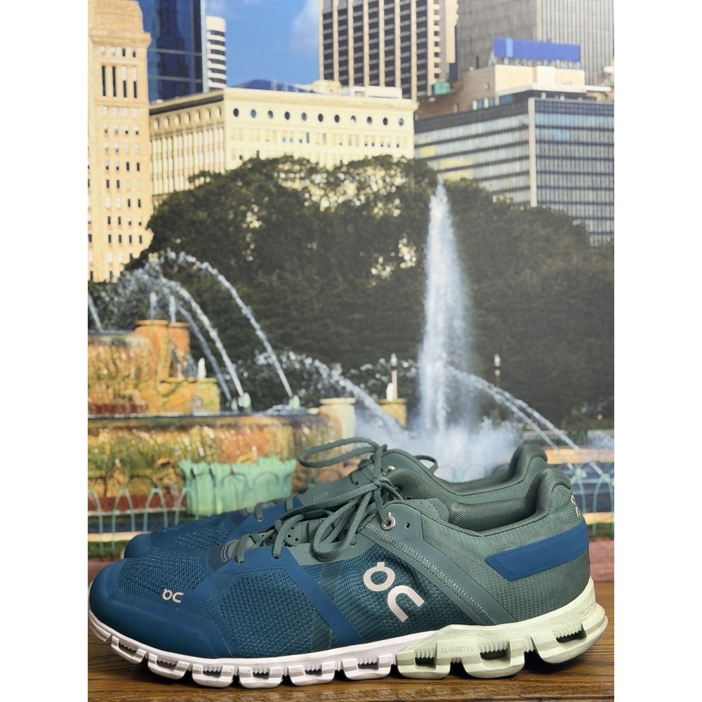 On Cloud Cloudflow Blue Grn Run Sneaker Walking Shoe Swiss Lightweight Mens 11.5 - Picture 4 of 7